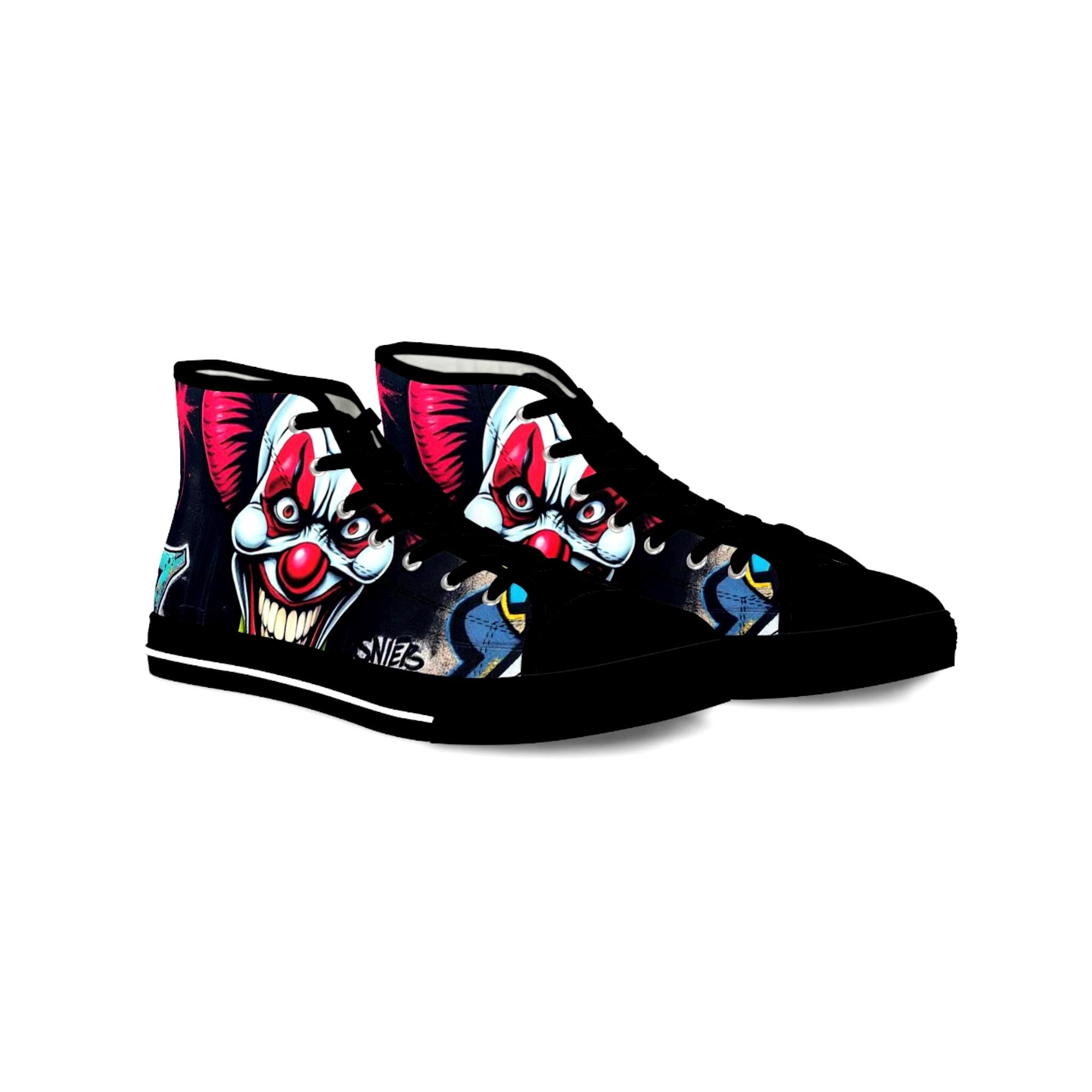 Creepy Clown Graffiti Face High Top Sneakers | Horror Skate Shoe