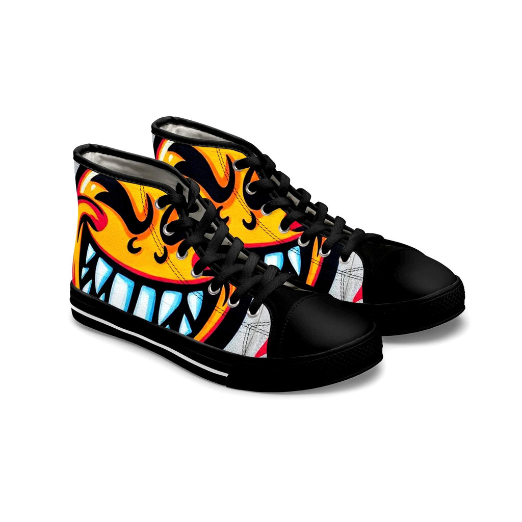 Evil Smile Graffiti Emoji Women's High Top Sneakers | Bold Streetwear Art Print