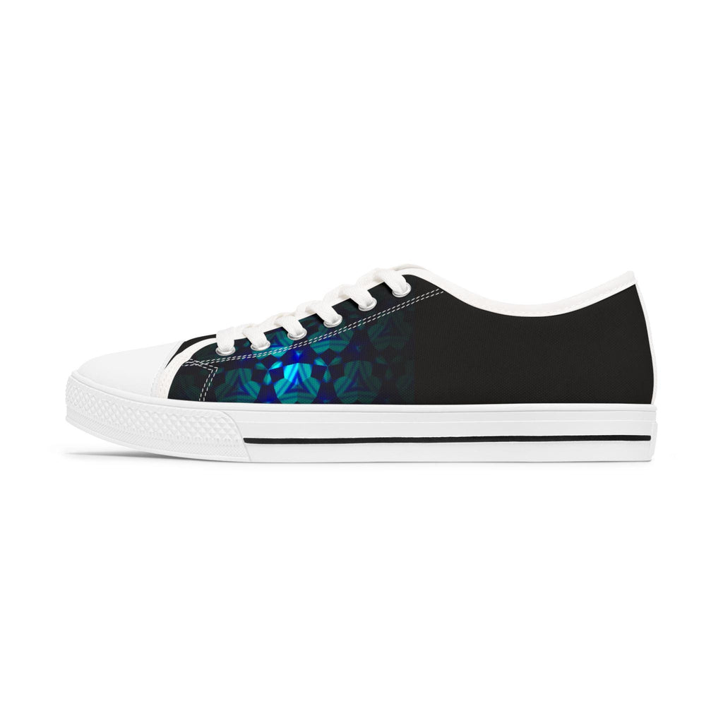 Teal Geometric Mosaic Women's Low Top Sneakers | Abstract Blue Pattern