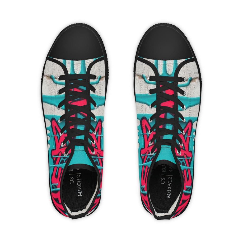 Teal Pink Street Graffiti Men's High Top Sneakers | Urban Skate Style
