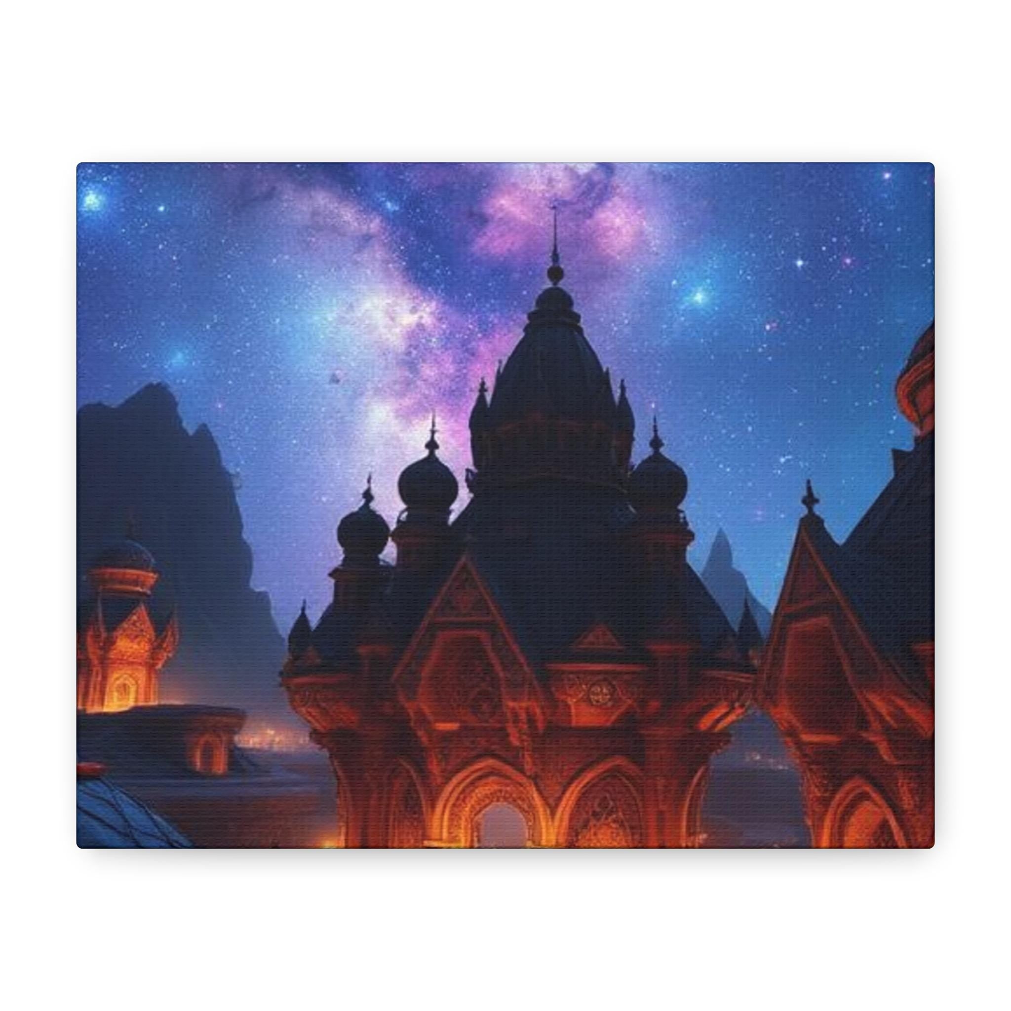 Fantasy Night Sky Palace Canvas | Matte Stretched Wall Art