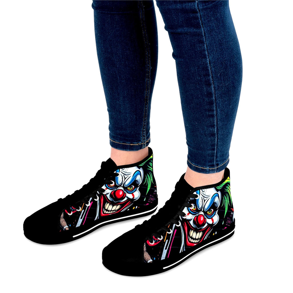Creepy Clown Face High Top Sneakers | Horror Face Skate Shoes