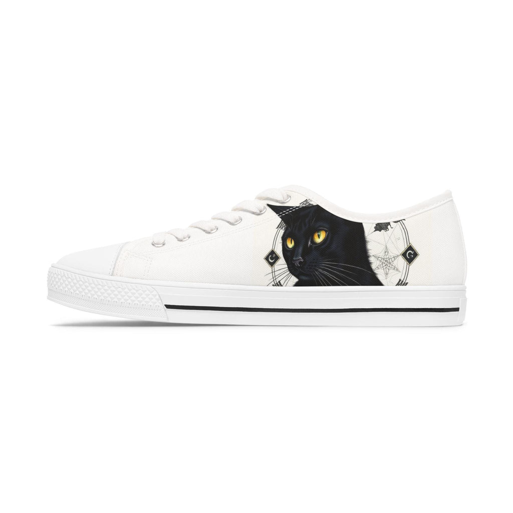 Black Cat Portrait Sneakers | Low Top Canvas Shoes