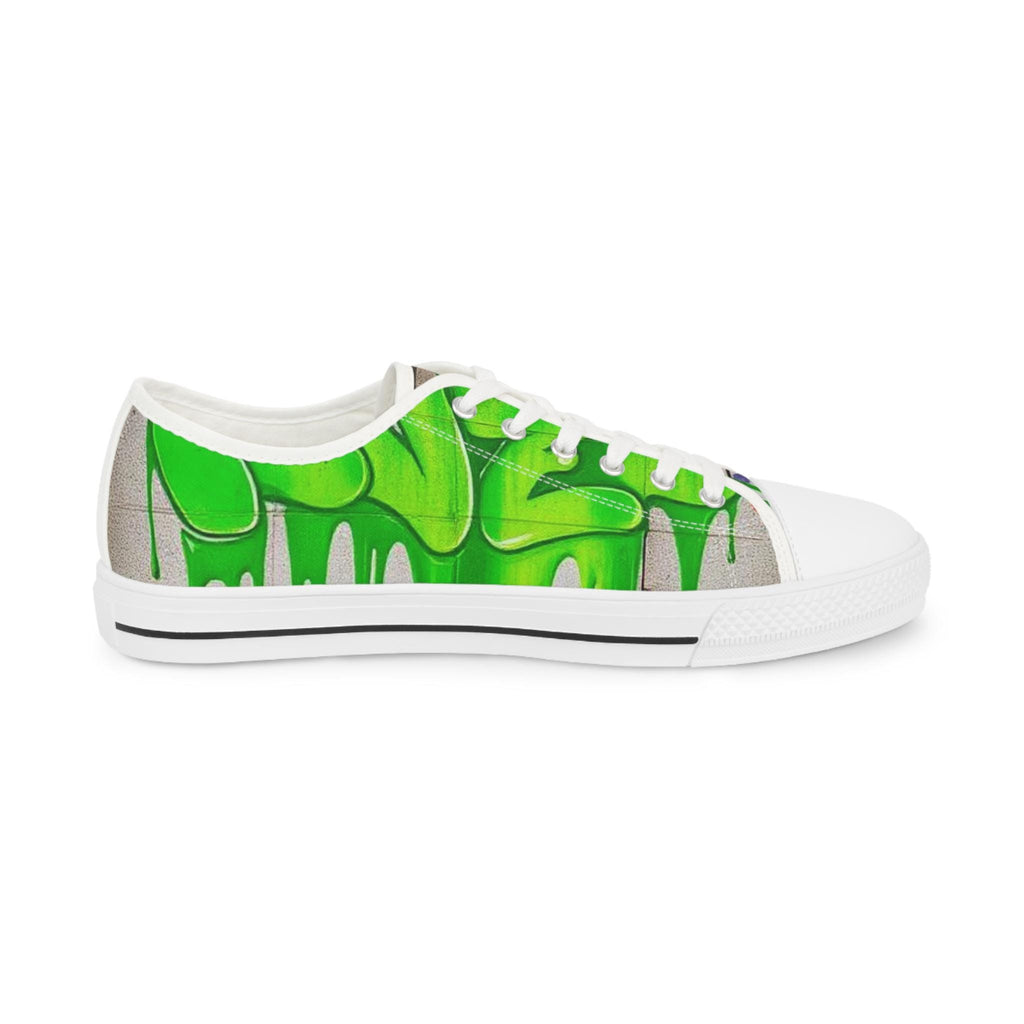 Green Paint Drip Sneakers | Low Top Canvas Shoes