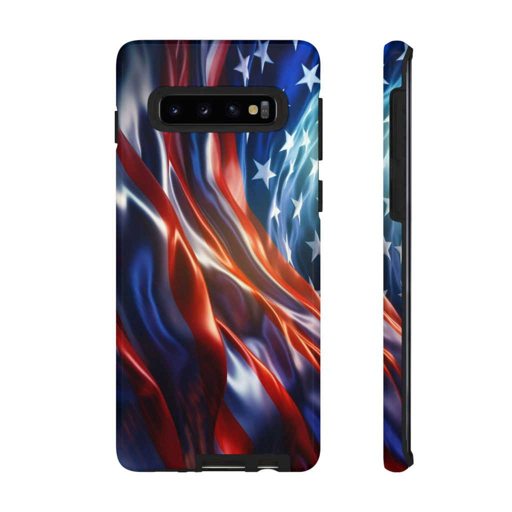Wavy American Flag Phone Case | Dual-Layer Patriotic Stars Stripes Protection