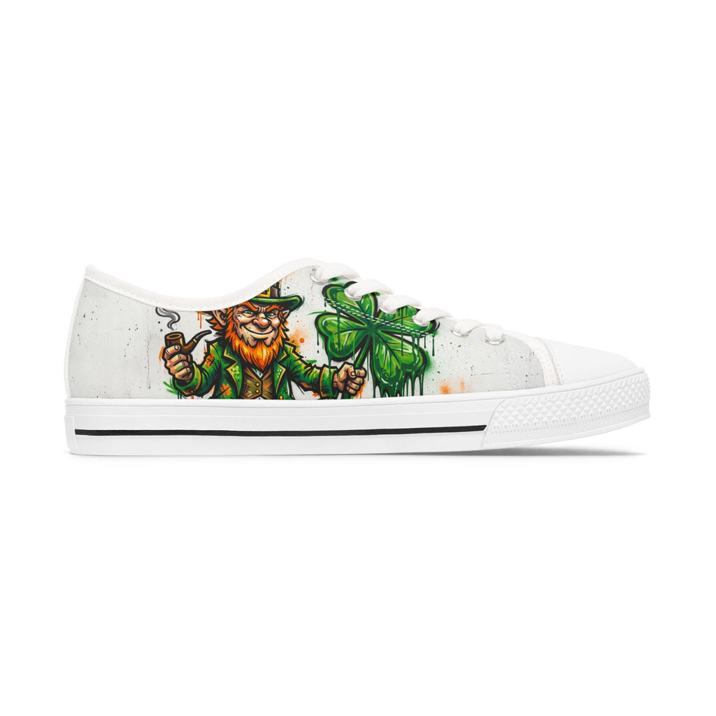 Leprechaun and Shamrock Women's Low Top Sneakers | St. Patrick's Day Shoes