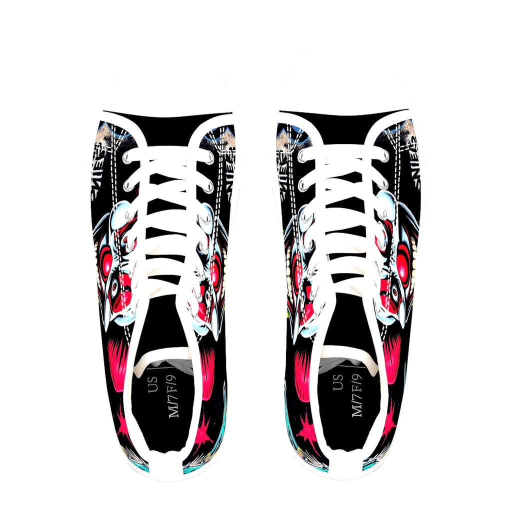 Creepy Clown Graffiti Face Women's High Top Sneakers | Horror Halloween Shoe Art