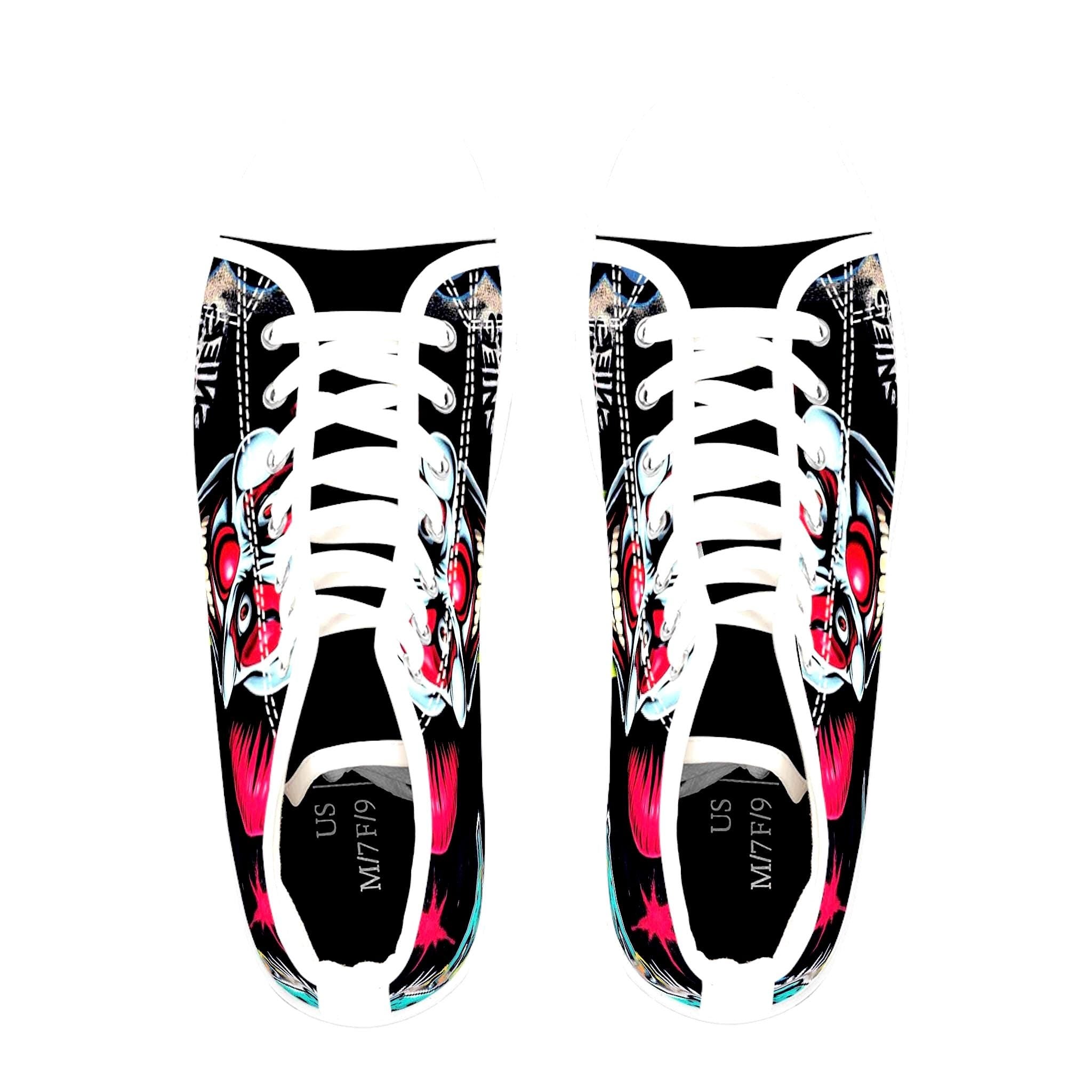Creepy Clown Graffiti Face Women's High Top Sneakers | Horror Halloween Shoe Art