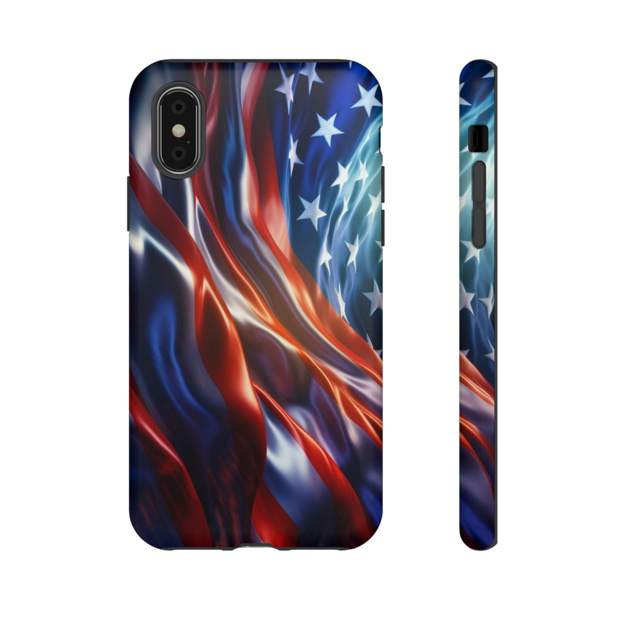 Wavy American Flag Phone Case | Dual-Layer Patriotic Stars Stripes Protection