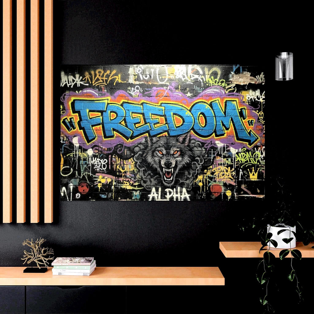 Freedom Wolf Graffiti Matte Canvas
