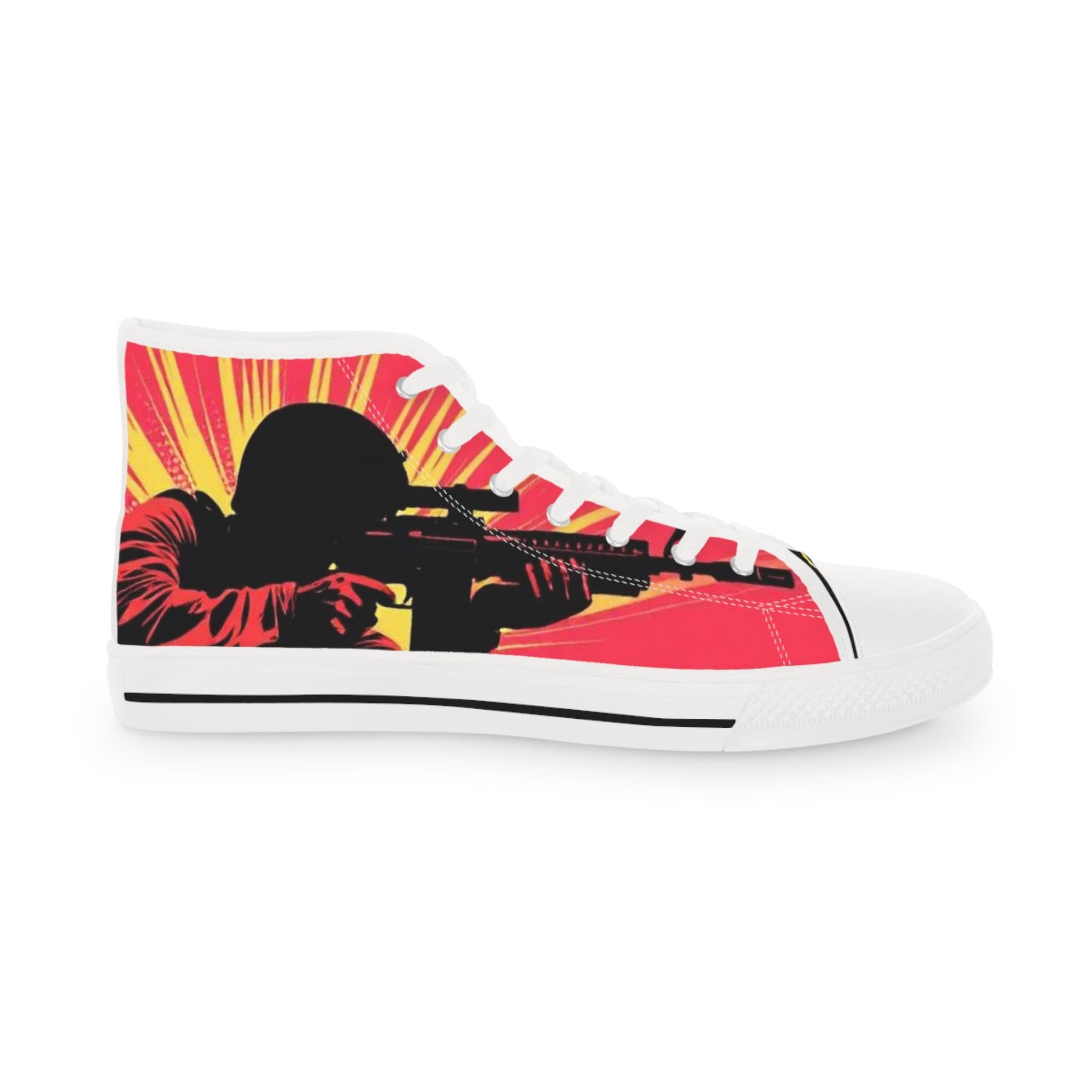 Sunburst Soldier Graphic High Top Sneakers | Musician Rock Shoe
