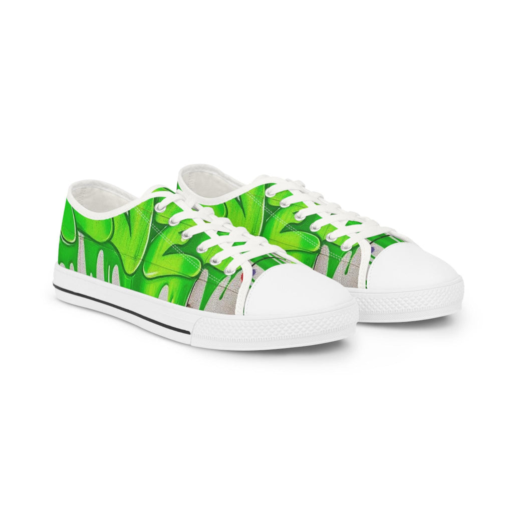 Green Paint Drip Sneakers | Low Top Canvas Shoes