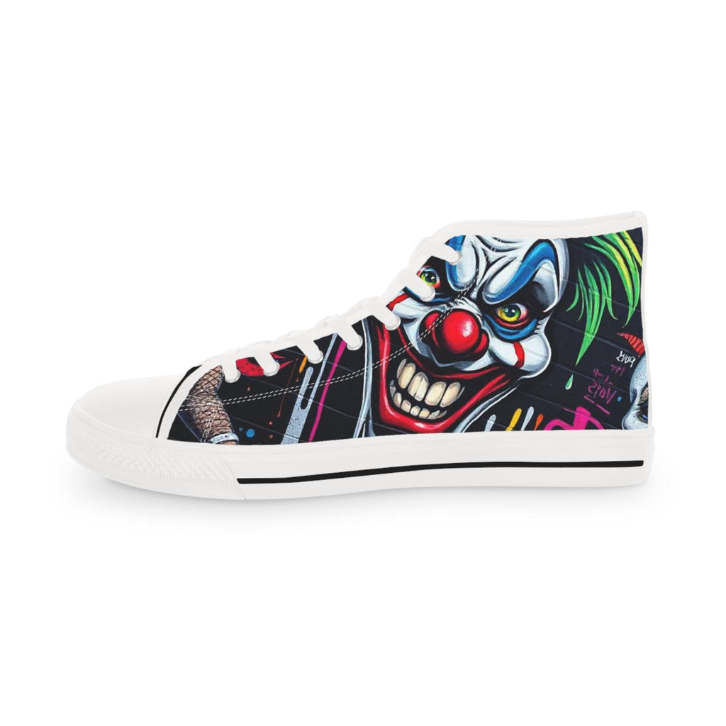 Creepy Clown Face High Top Sneakers | Horror Illustration Shoes