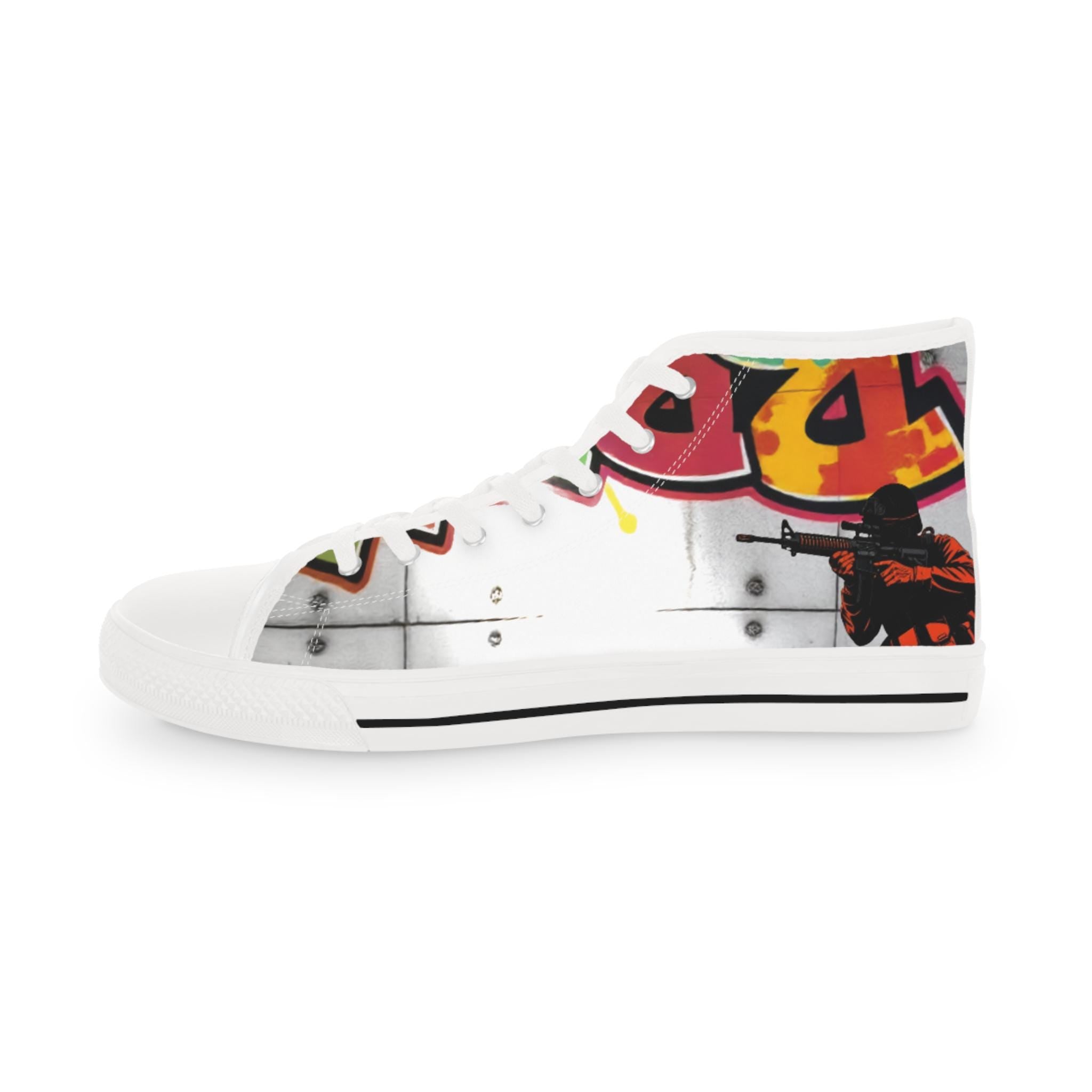 Graffiti Soldier High Top Sneakers | Street Art Canvas Shoes