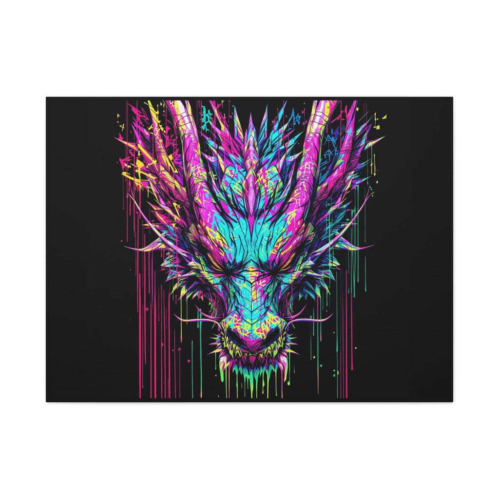 Neon Dripping Dragon Matte Canvas