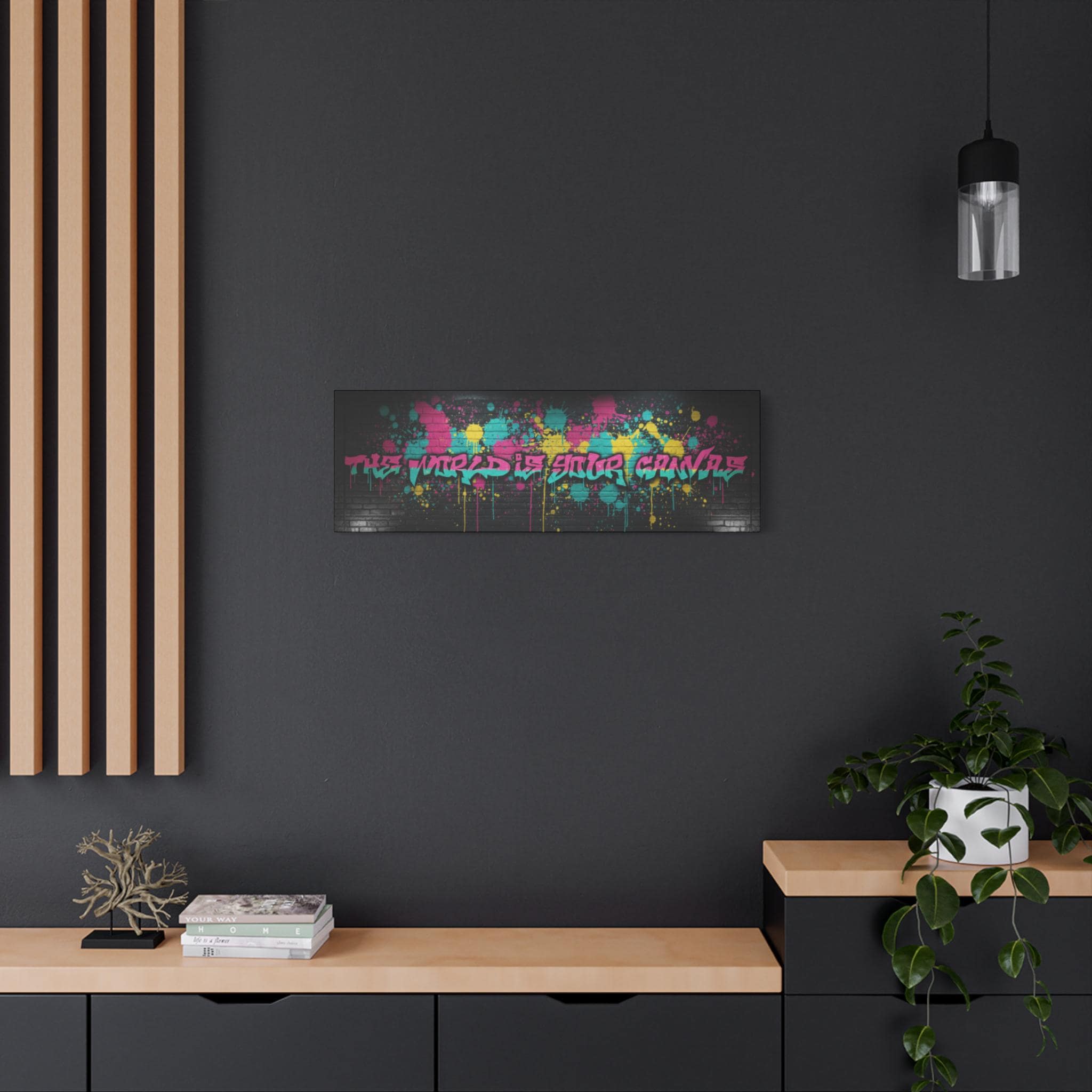 Graffiti Splatter Canvas Art | Pink Teal Street Art Print, Urban Wall Decor