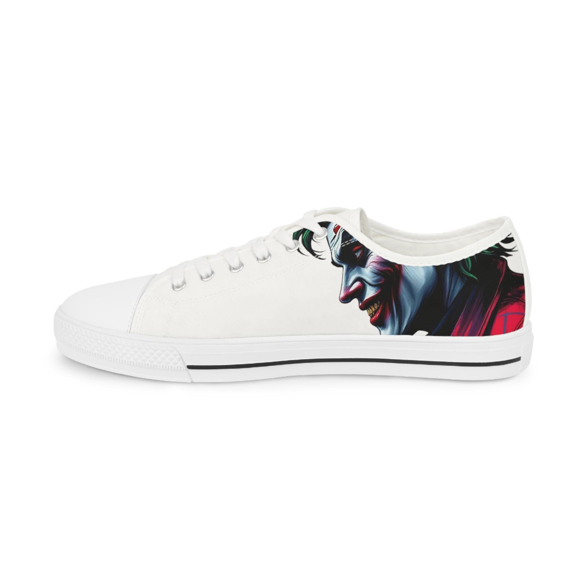 Joker Face Illustration Low Top Sneakers | Comic Villain Artwork