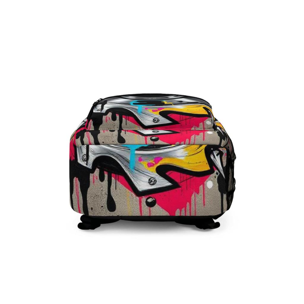 Graffiti Saw Blade Backpack | Retro Turntable Street Art
