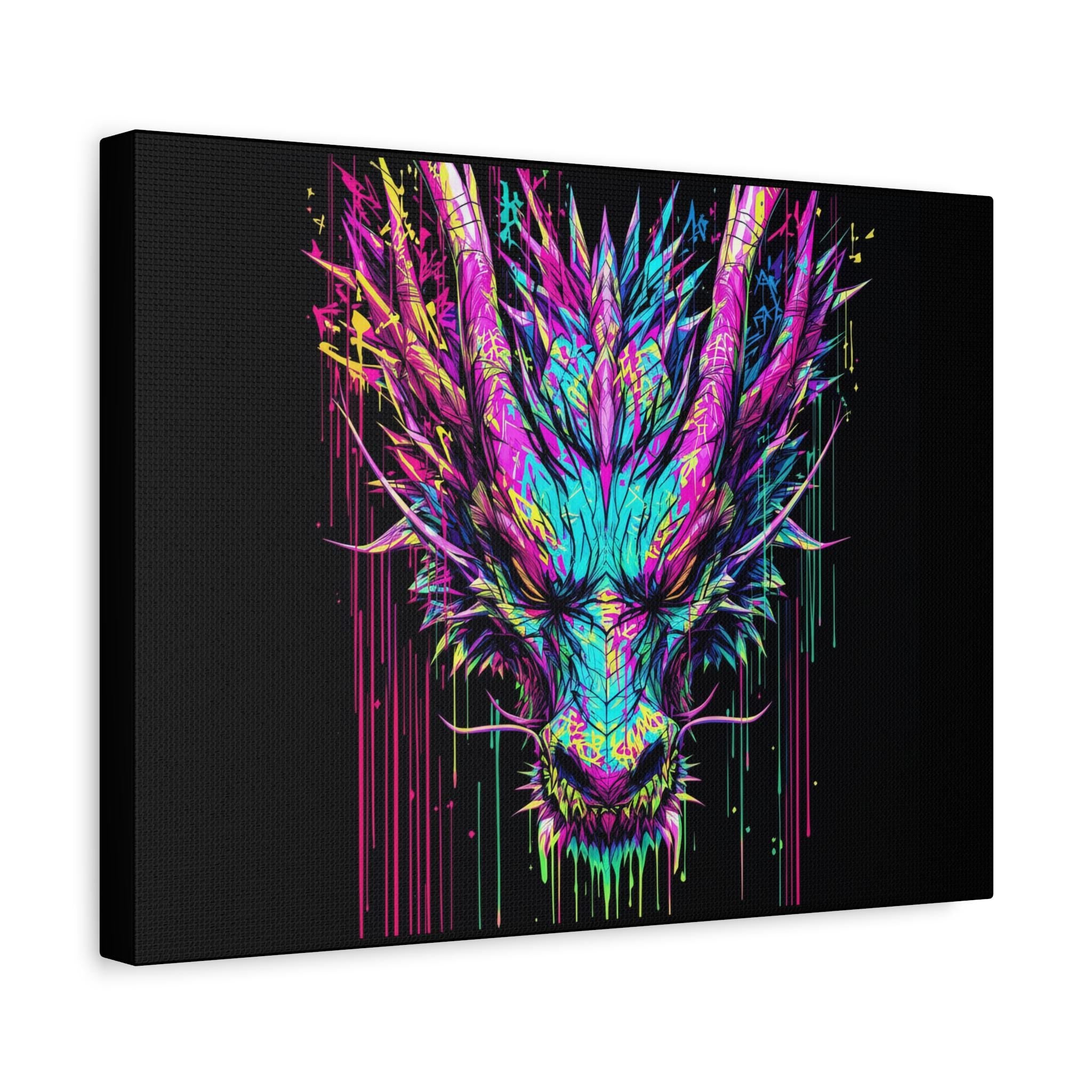 Neon Dripping Dragon Matte Canvas