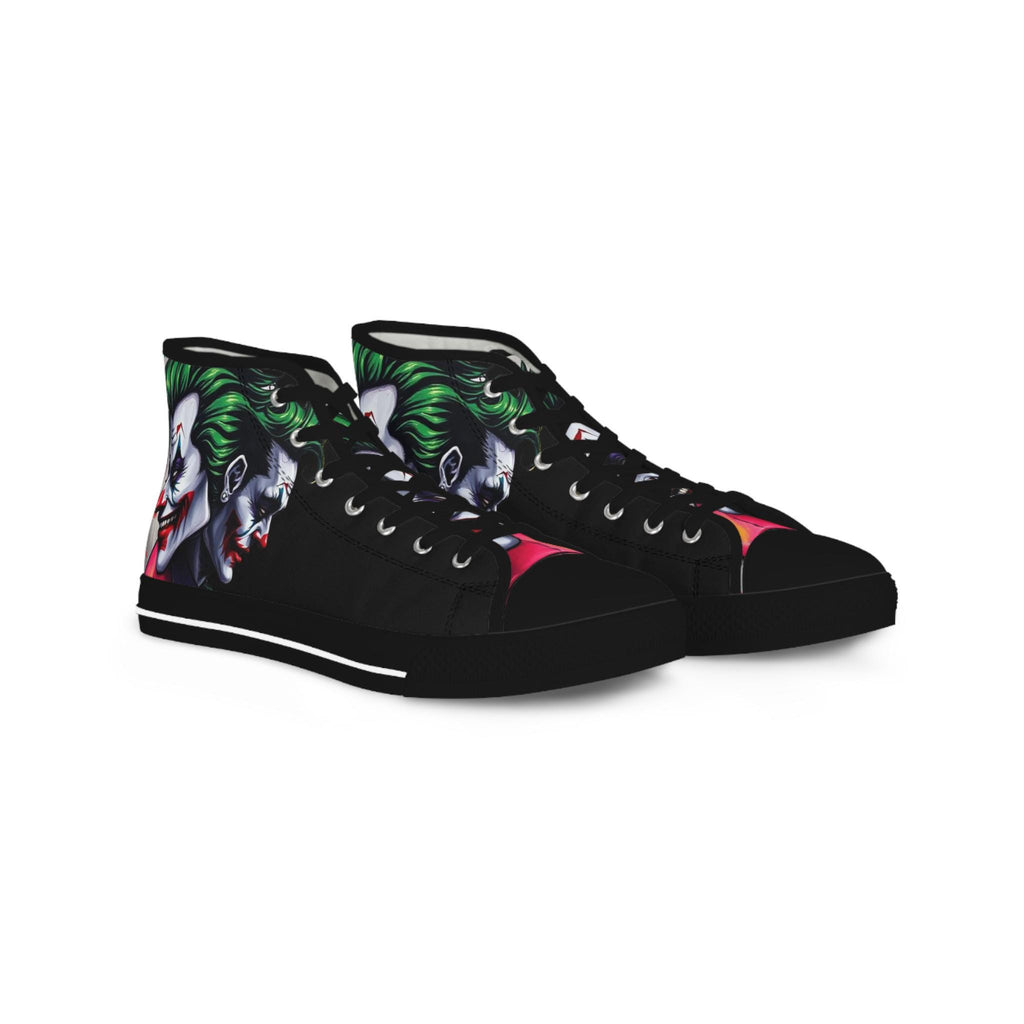 Men's Joker Clown Face High Top Sneakers, Comic Book Art Footwear