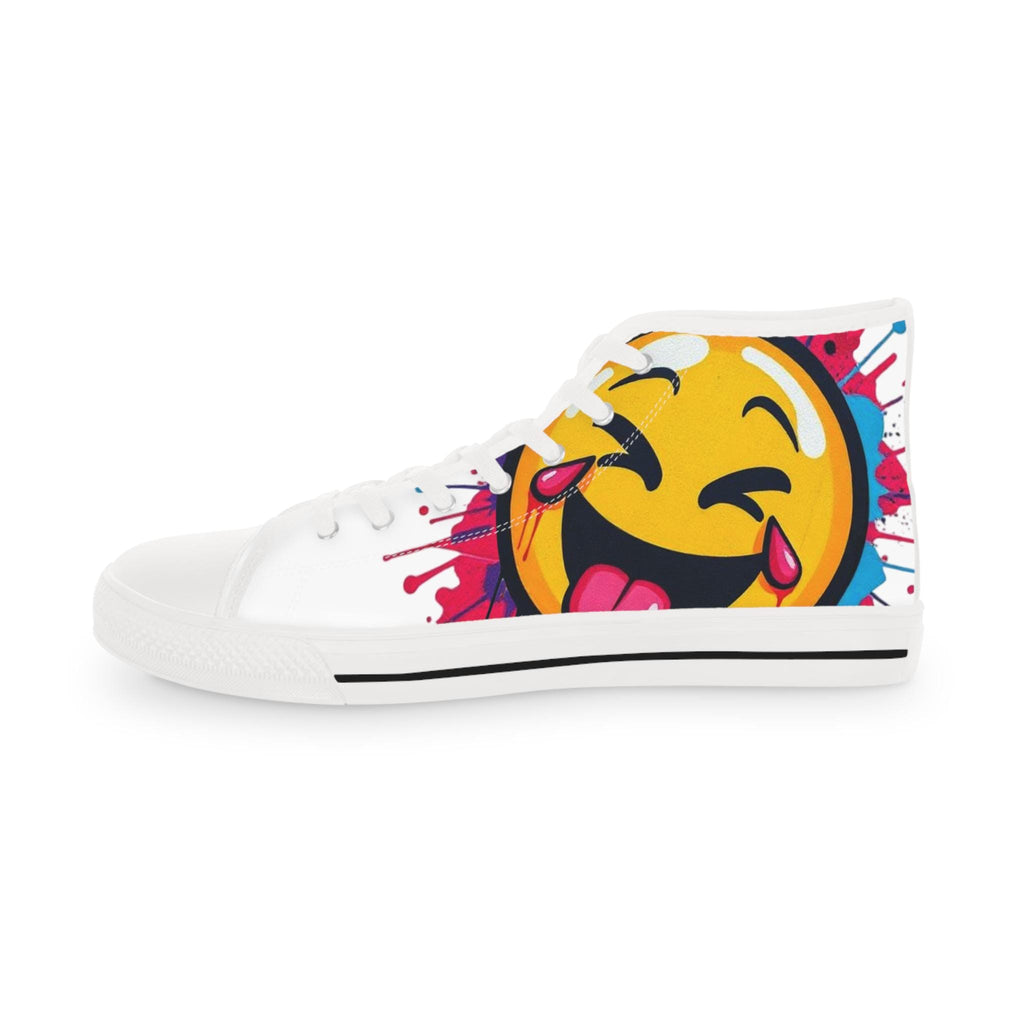 Emoji Tongue Smile High Top Sneakers | Colorful Street Art, Drip Paint