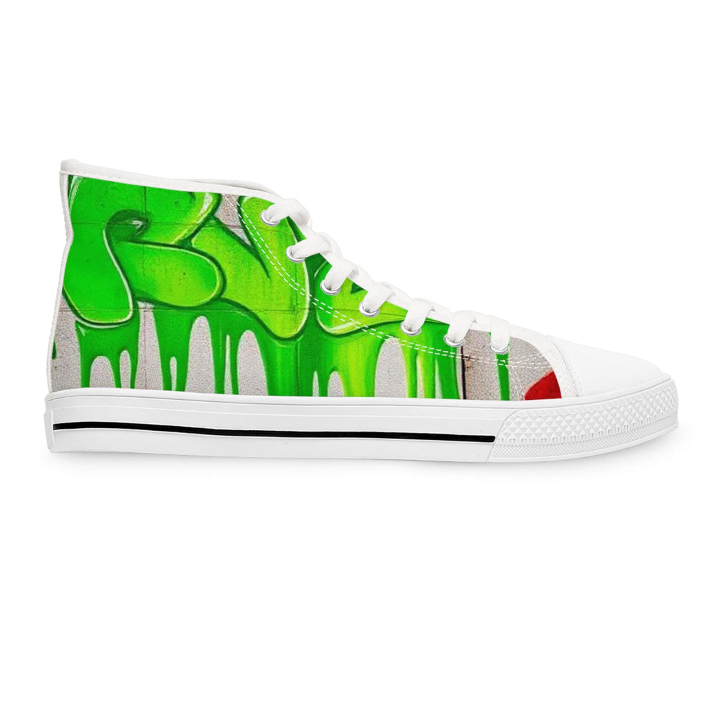 Green Paint Drip High Top Sneakers | Custom Art Canvas Shoes