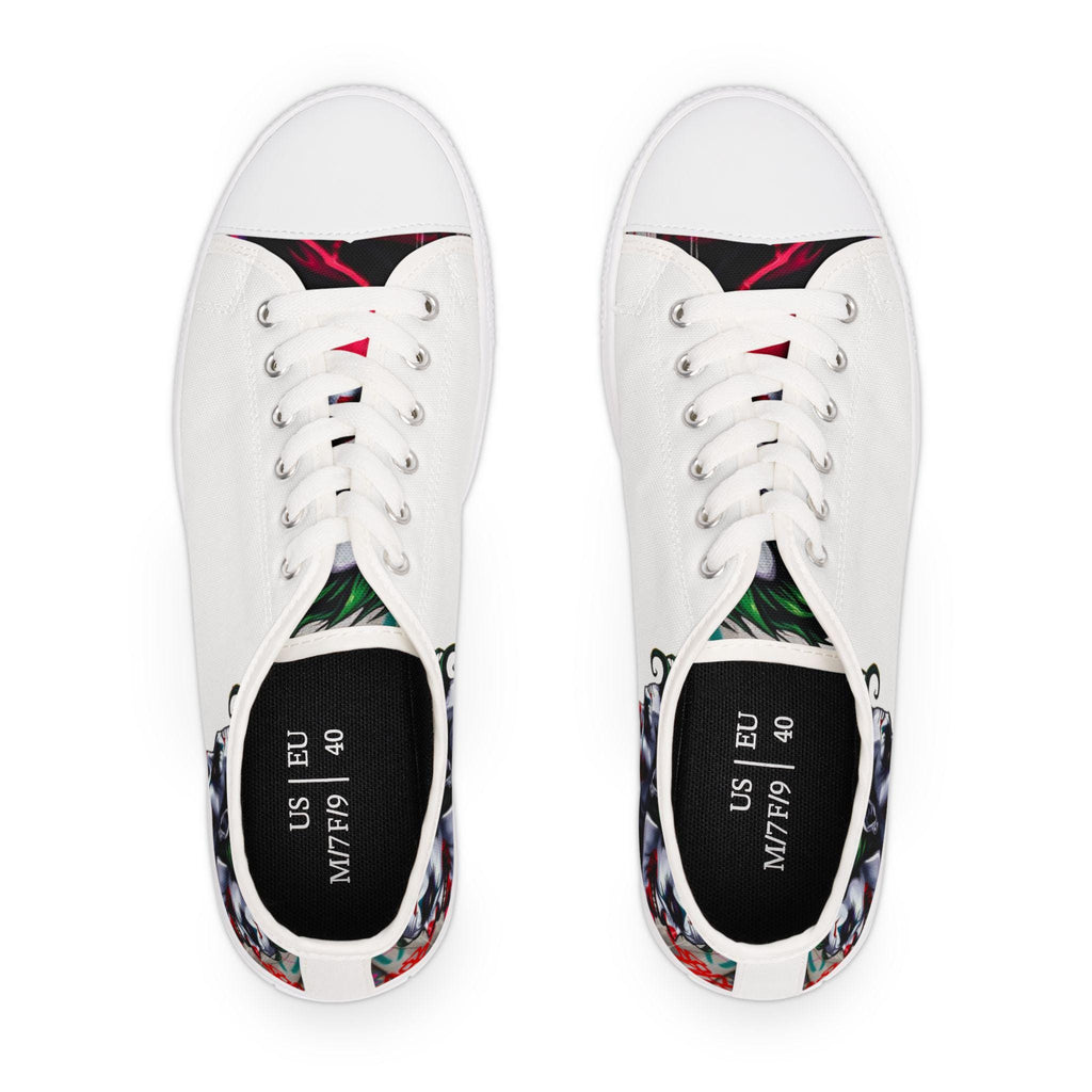Joker Clown Face Women's Low Top Sneakers | Clown Skull Street Art Shoes