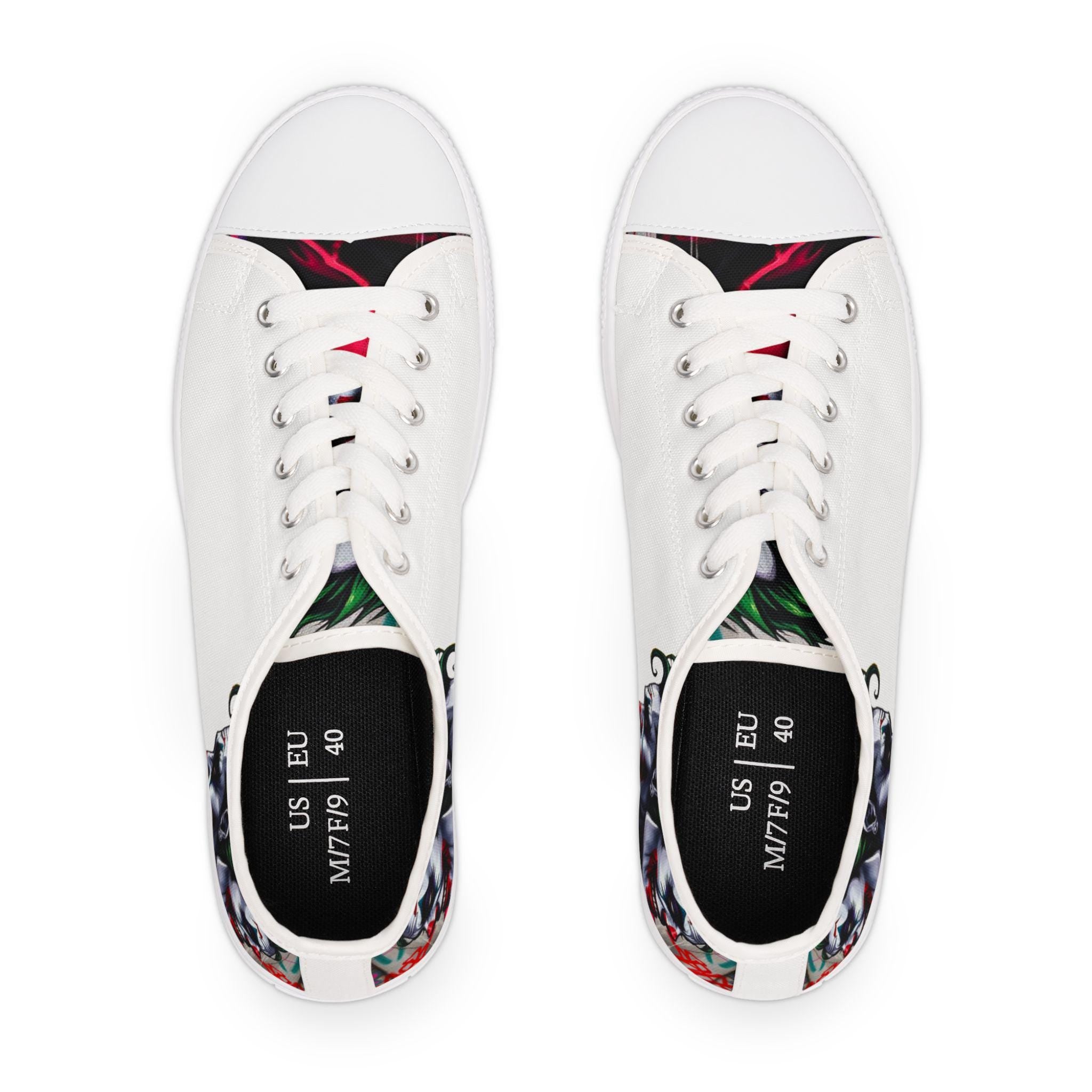 Joker Clown Face Women's Low Top Sneakers | Clown Skull Street Art Shoes