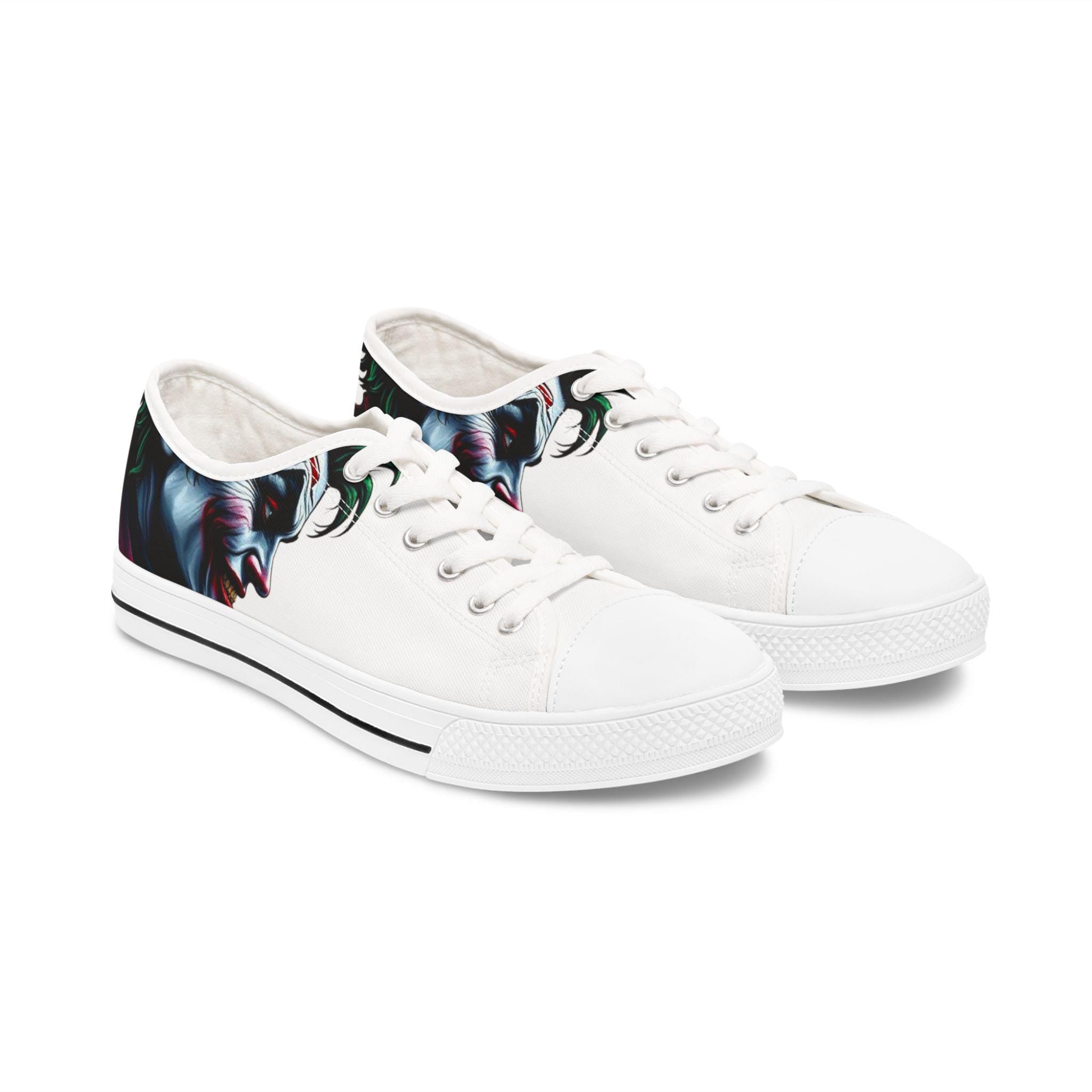 Joker Face Illustration Sneakers Women's Low Top Sneakers | Comic Villain Art