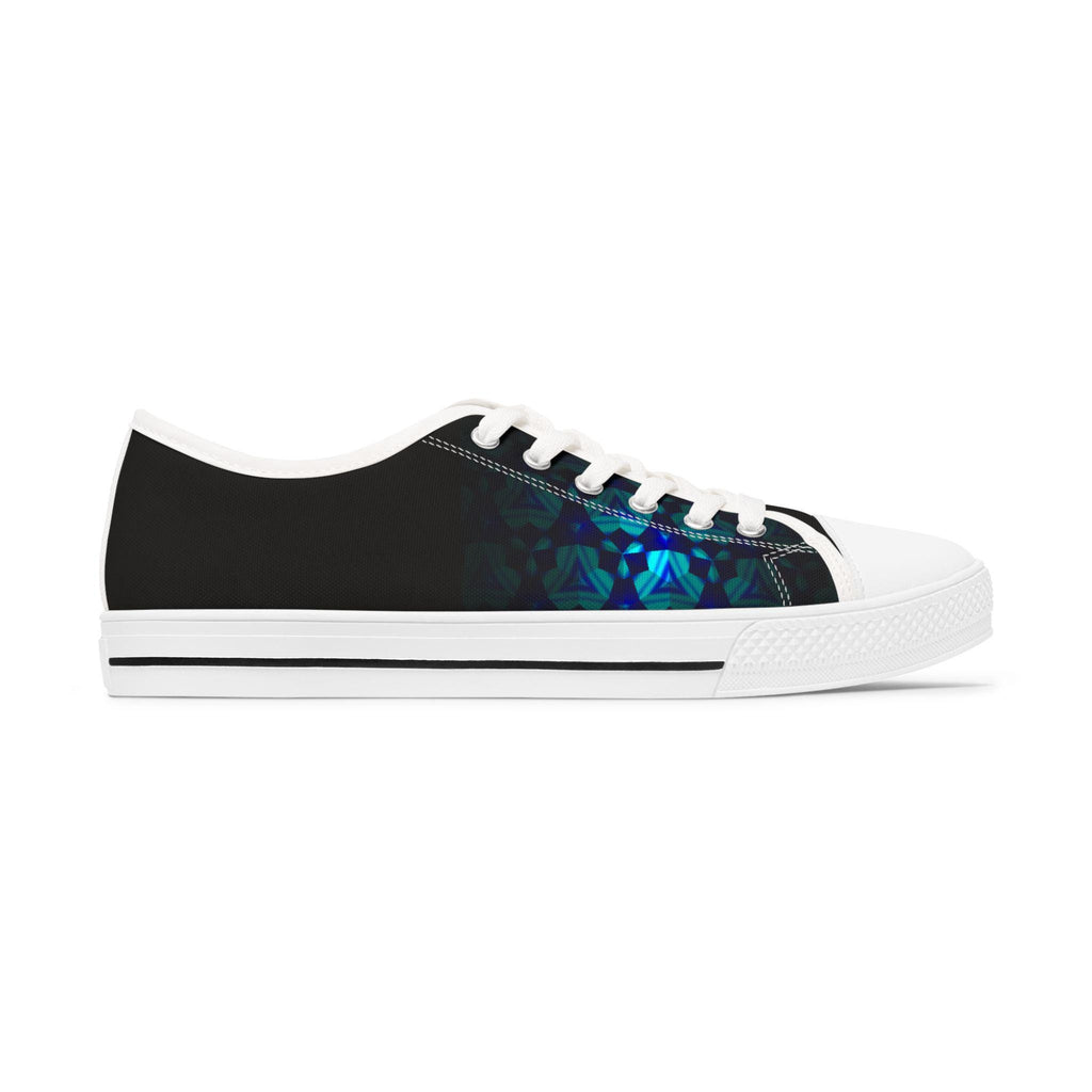 Teal Geometric Mosaic Women's Low Top Sneakers | Abstract Blue Pattern