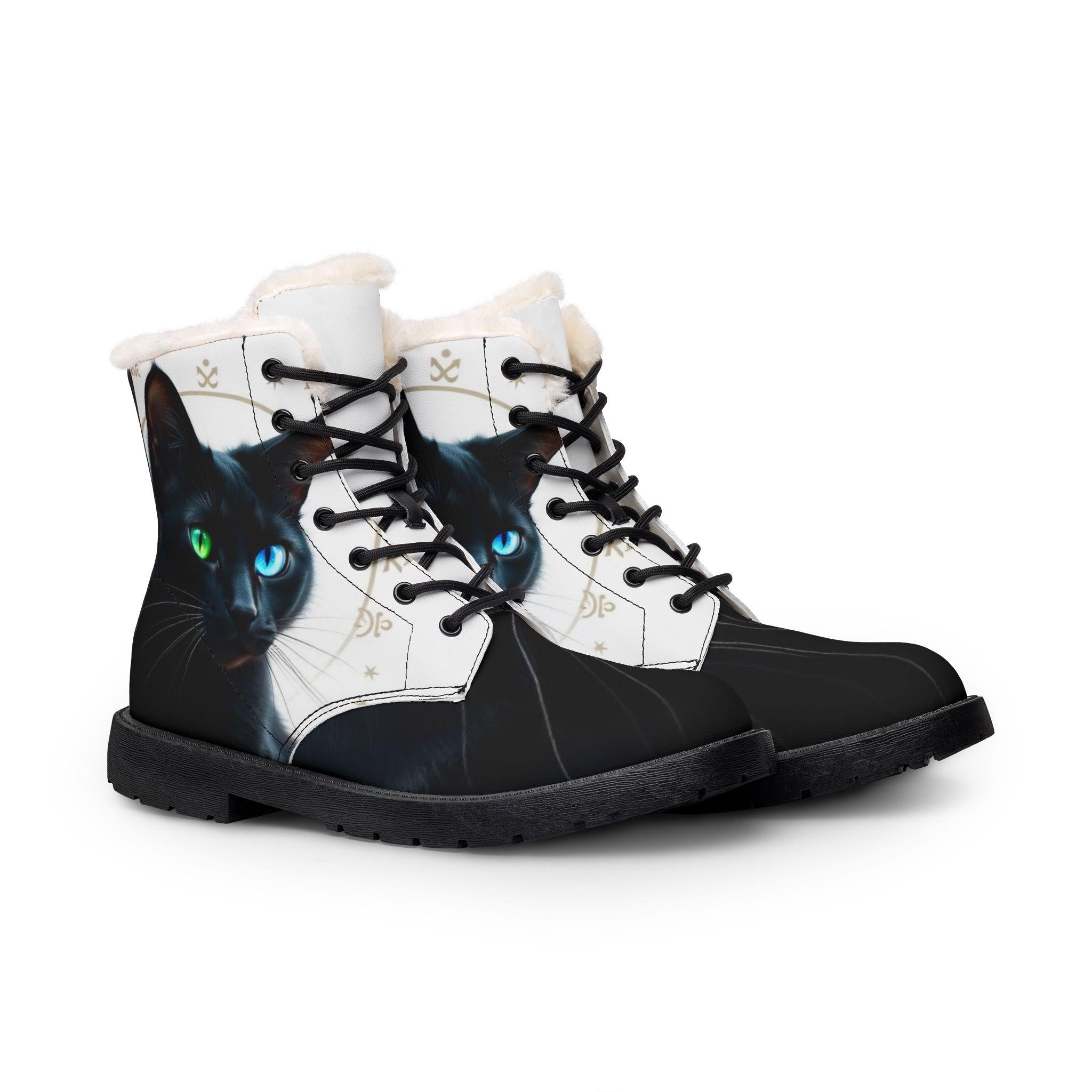 Black Cat Boots | Fur-Lined Leather Boots