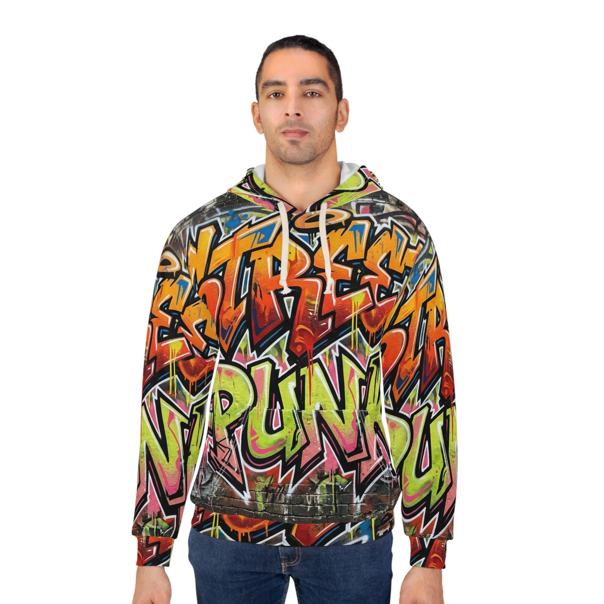 Street Punk Graffiti Hoodie | All-Over Print Urban Art Pullover