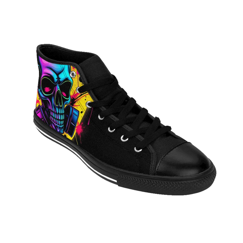 Neon Skull High Top Sneakers | Colorful Graffiti Skull Shoes