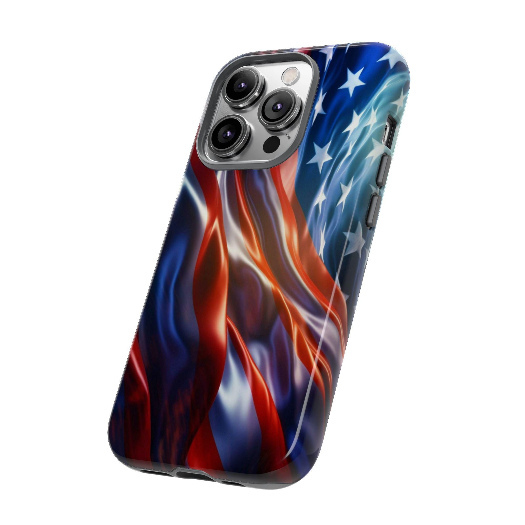 Wavy American Flag Phone Case | Dual-Layer Patriotic Stars Stripes Protection