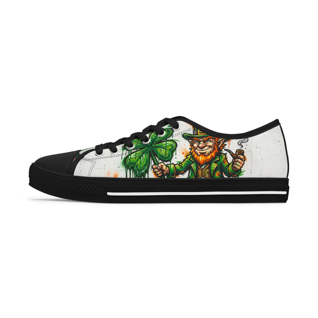 Leprechaun and Shamrock Women's Low Top Sneakers | St. Patrick's Day Shoes