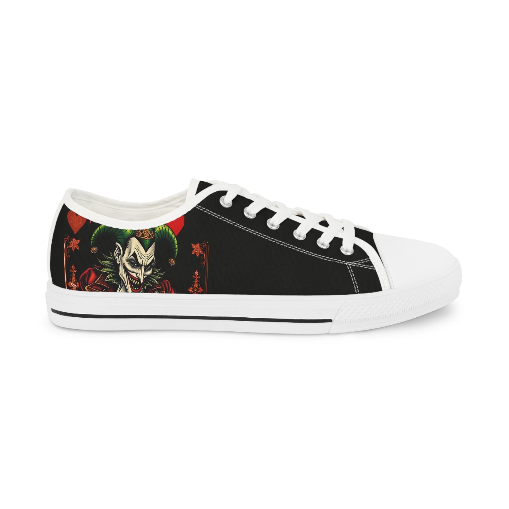 Creepy Joker Clown Face Men's Low Top Sneakers | Horror Streetwear