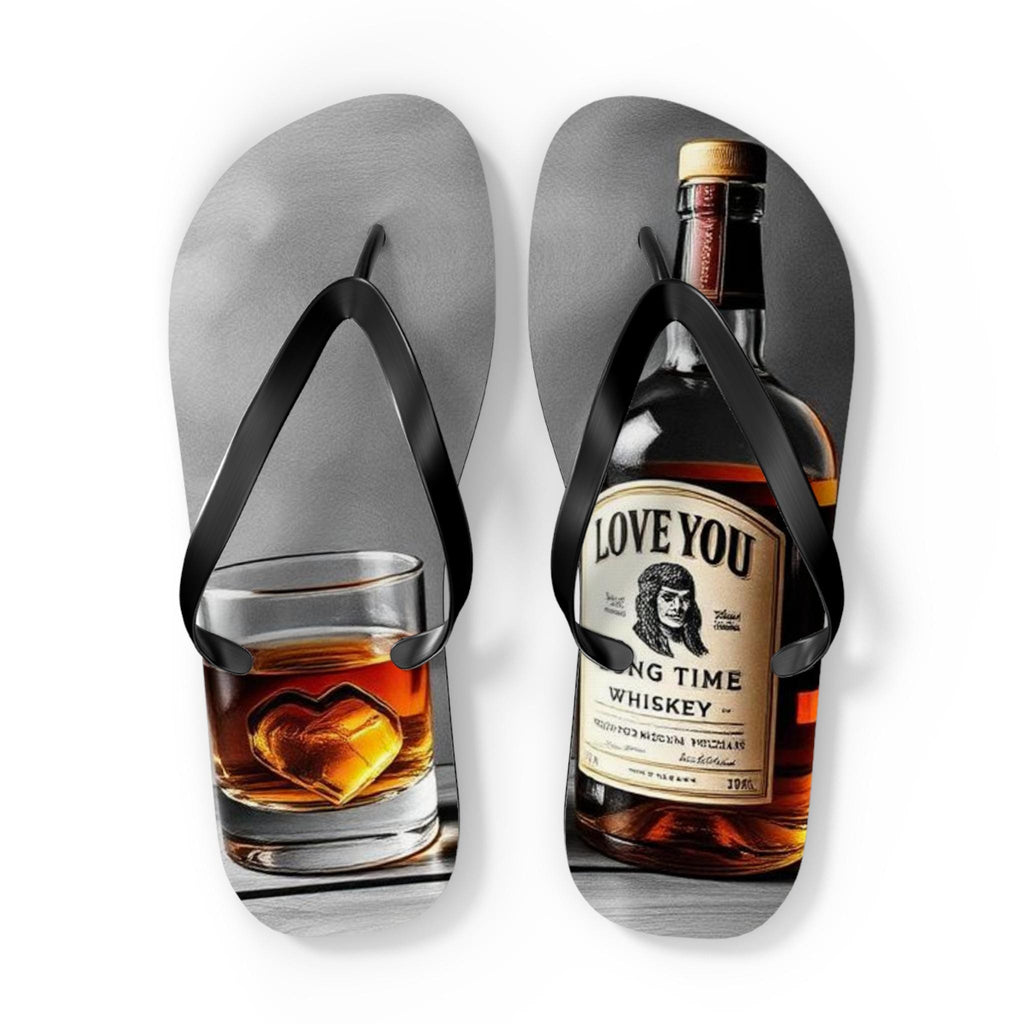 Whiskey Bottle and Glass flip flops | Alcohol Drink Sandals