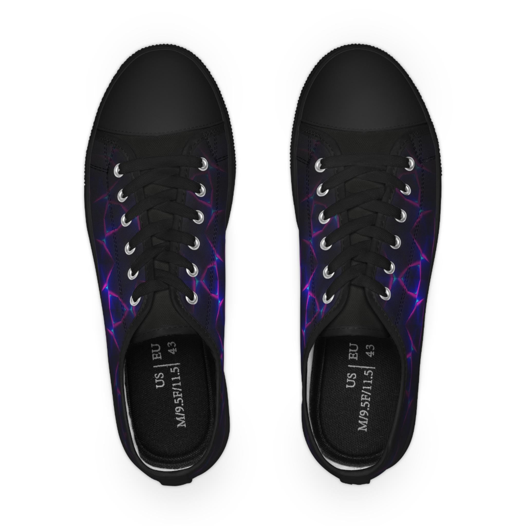 Neon Plasma Pattern Men's Low Top Sneakers | Electric Purple Grid