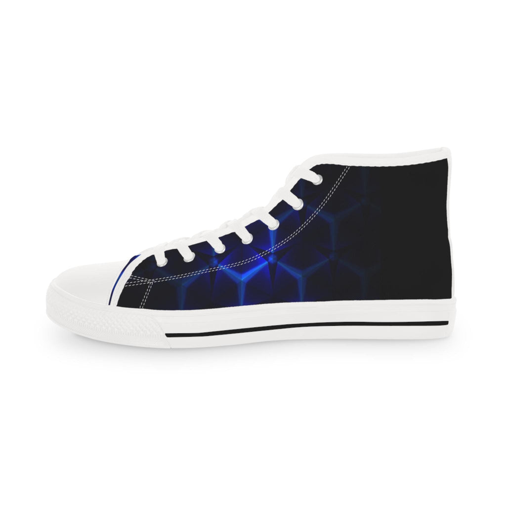 Blue Hexagon Circuit High Top Sneakers | Futuristic Geometric Shoes