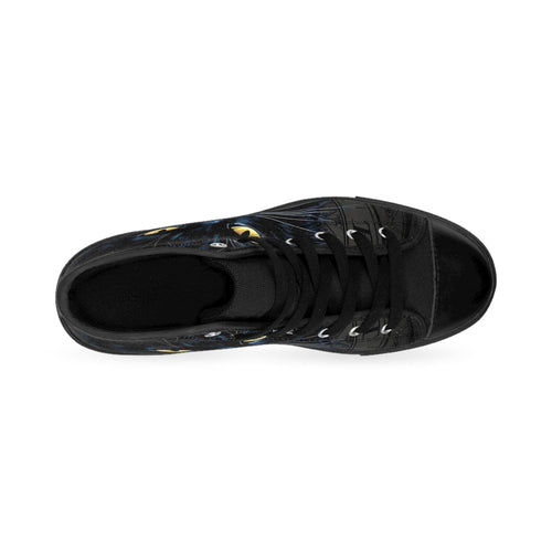 Black Cat Face Sneakers | High Top Shoes, Yellow Eyes Cat Illustration