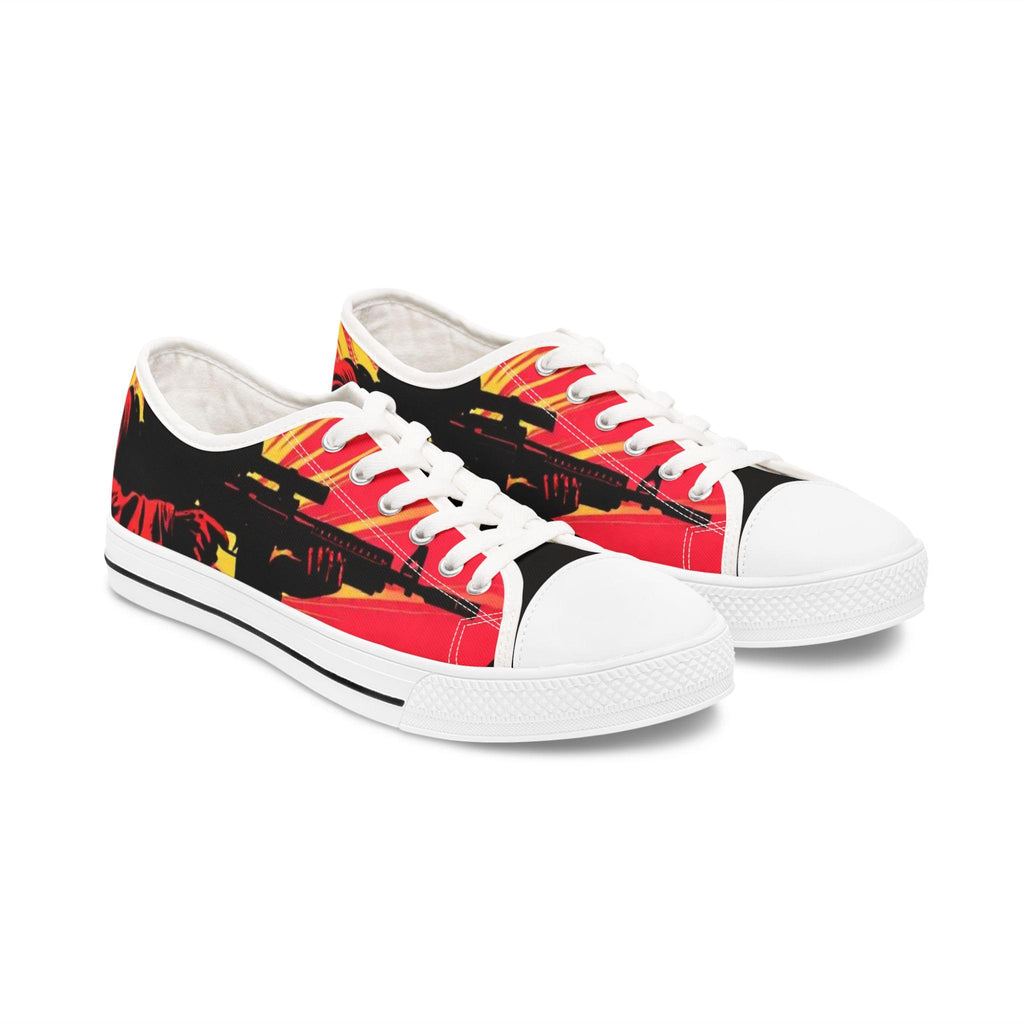 Sunburst Soldier Graphic Low Top Sneakers | Music Rock Instrument Shoes