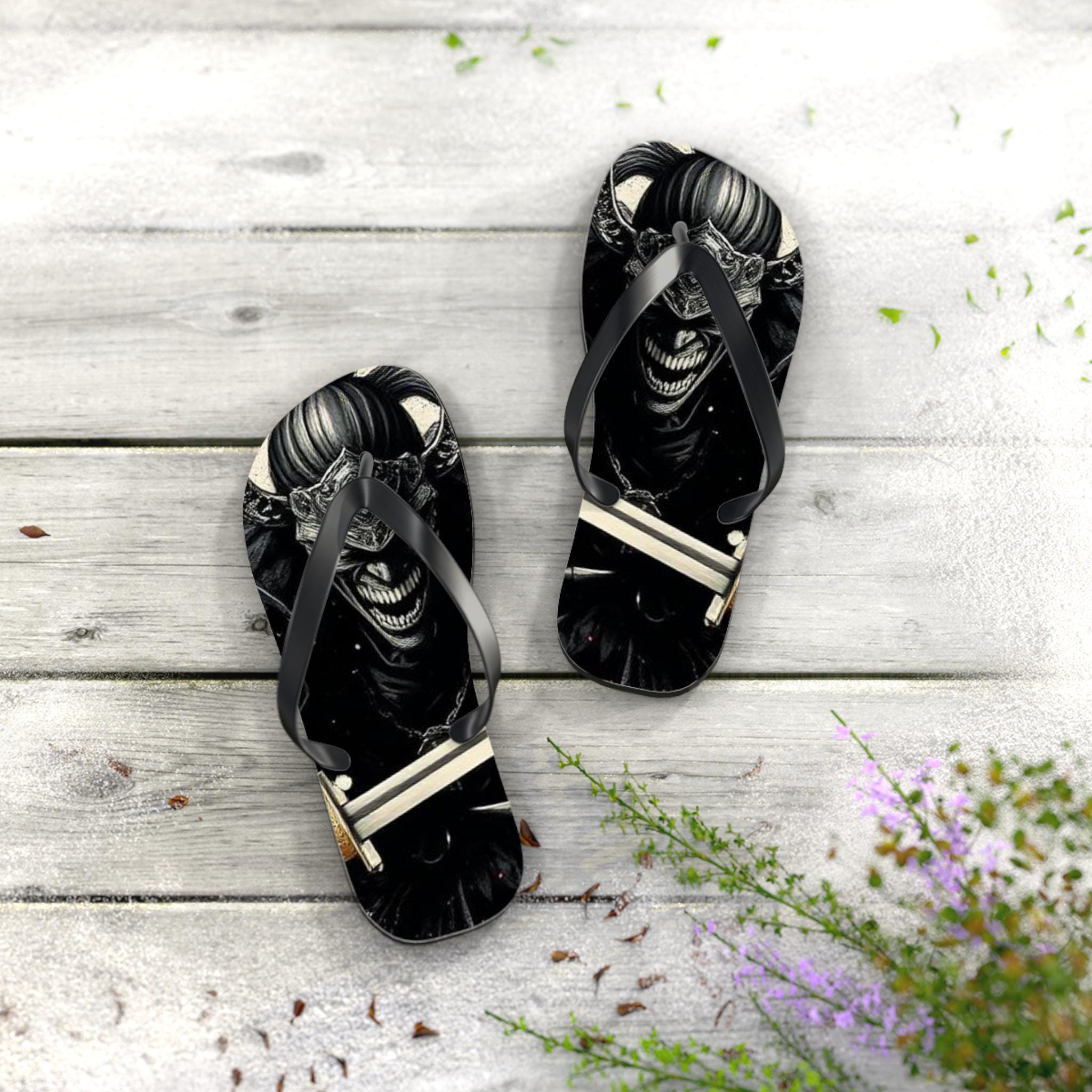 Creepy Clown Skull Flip Flops | Gothic Horror Summer Sandals