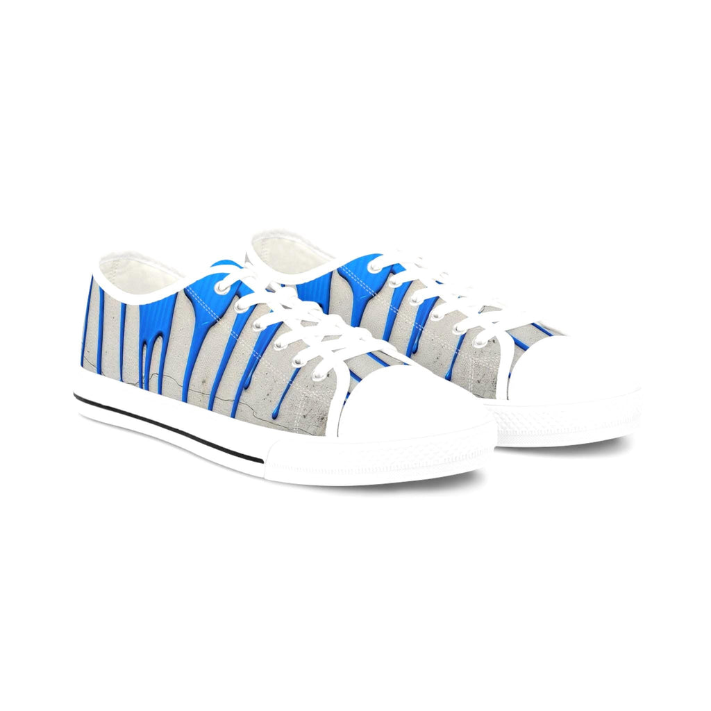 Blue Paint Drip Sneakers | Low Top Shoes