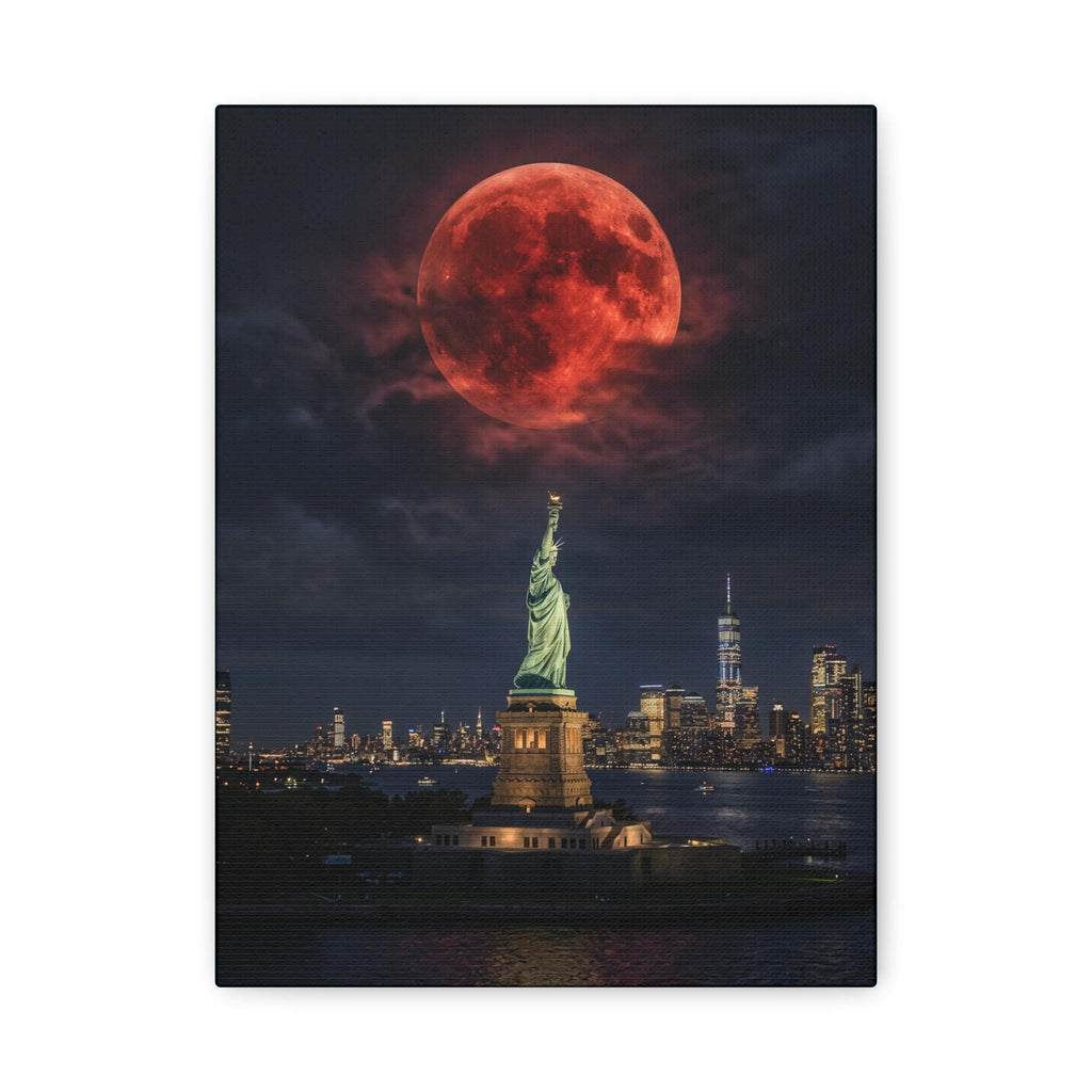 Blood Moon over New York City Matte Canvas | NYC Night Skyline Wall Art