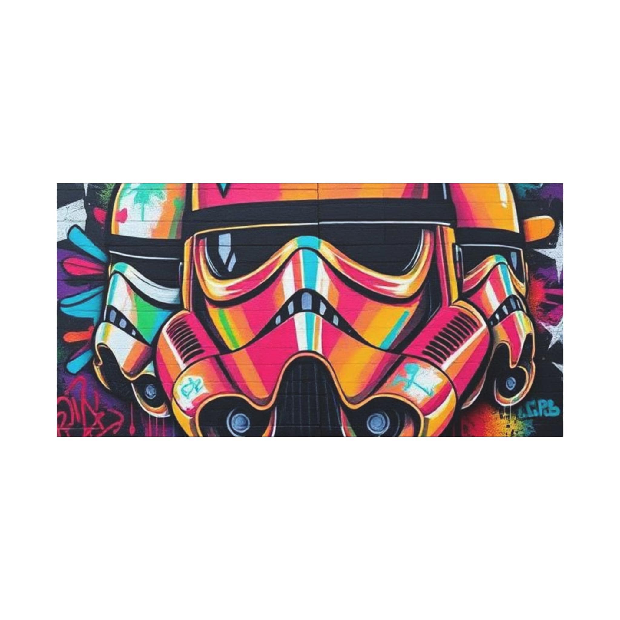 Neon Graffiti Space Trooper Canvas | Matte Stretched Wall Art