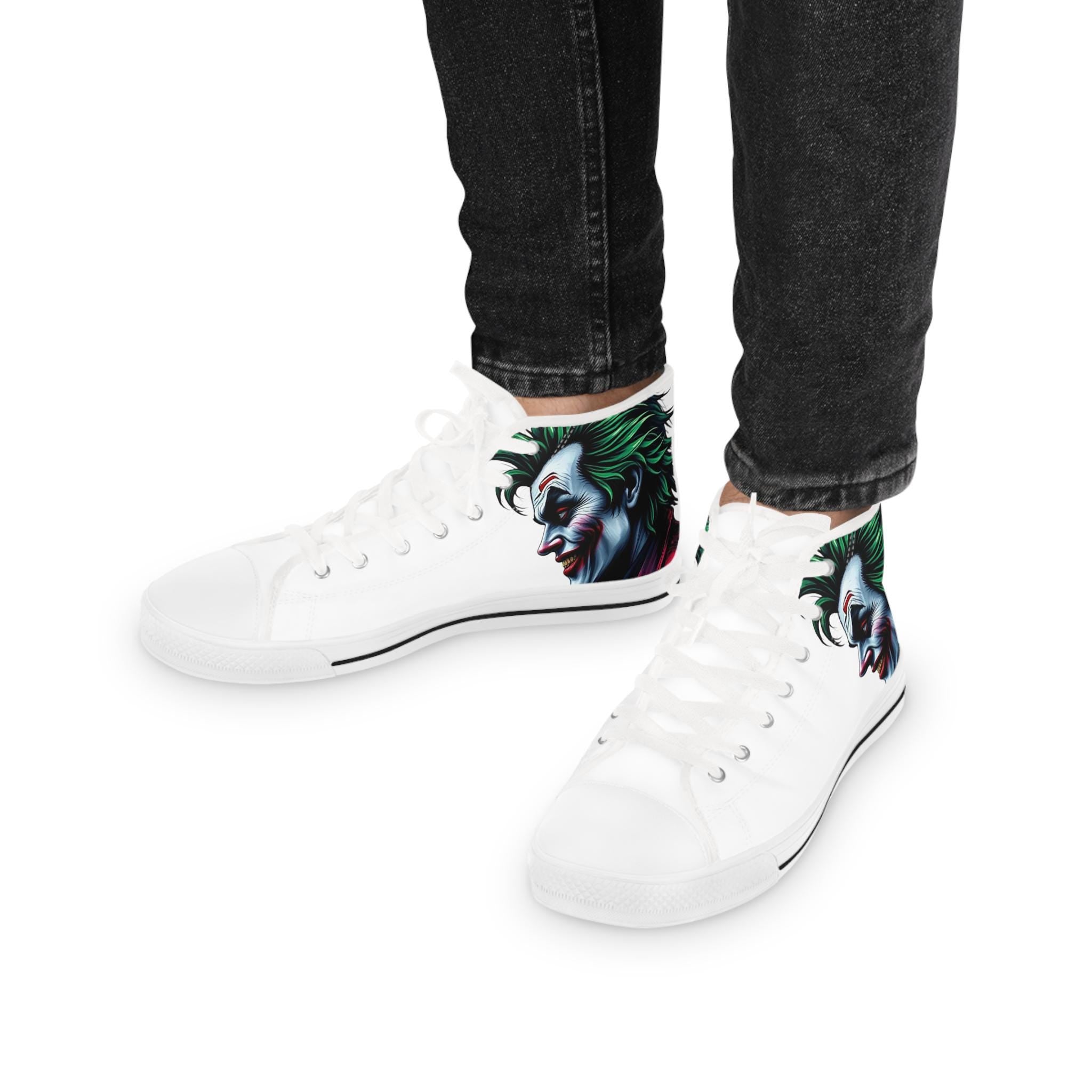 Joker Face Illustration High Top Sneakers | Clown Villain Artwork