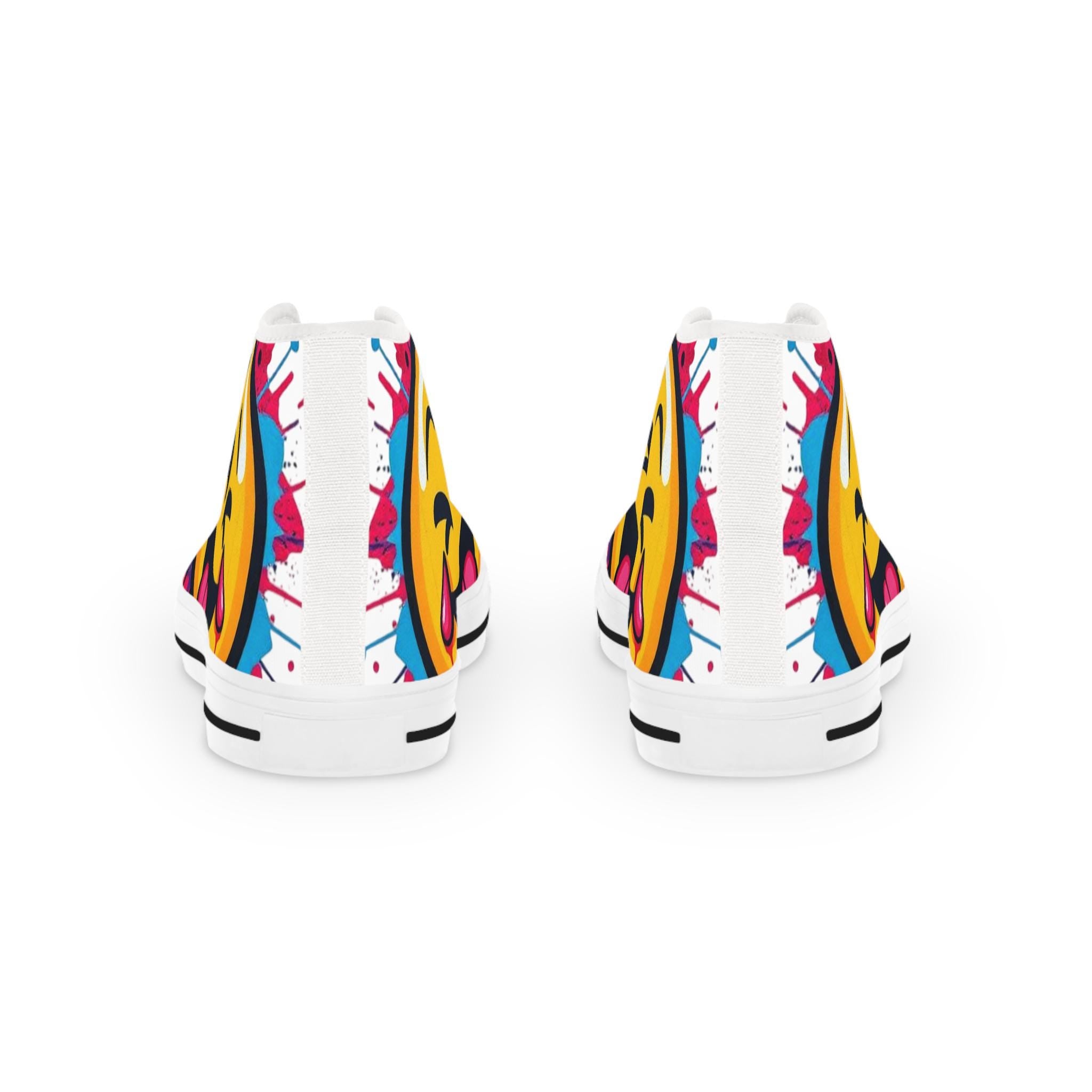 Emoji Tongue Smile High Top Sneakers | Colorful Street Art, Drip Paint