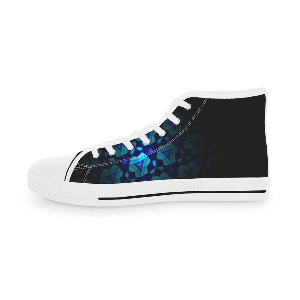 Teal Geometric Mosaic High Top Sneakers | Abstract Pattern Canvas Shoes