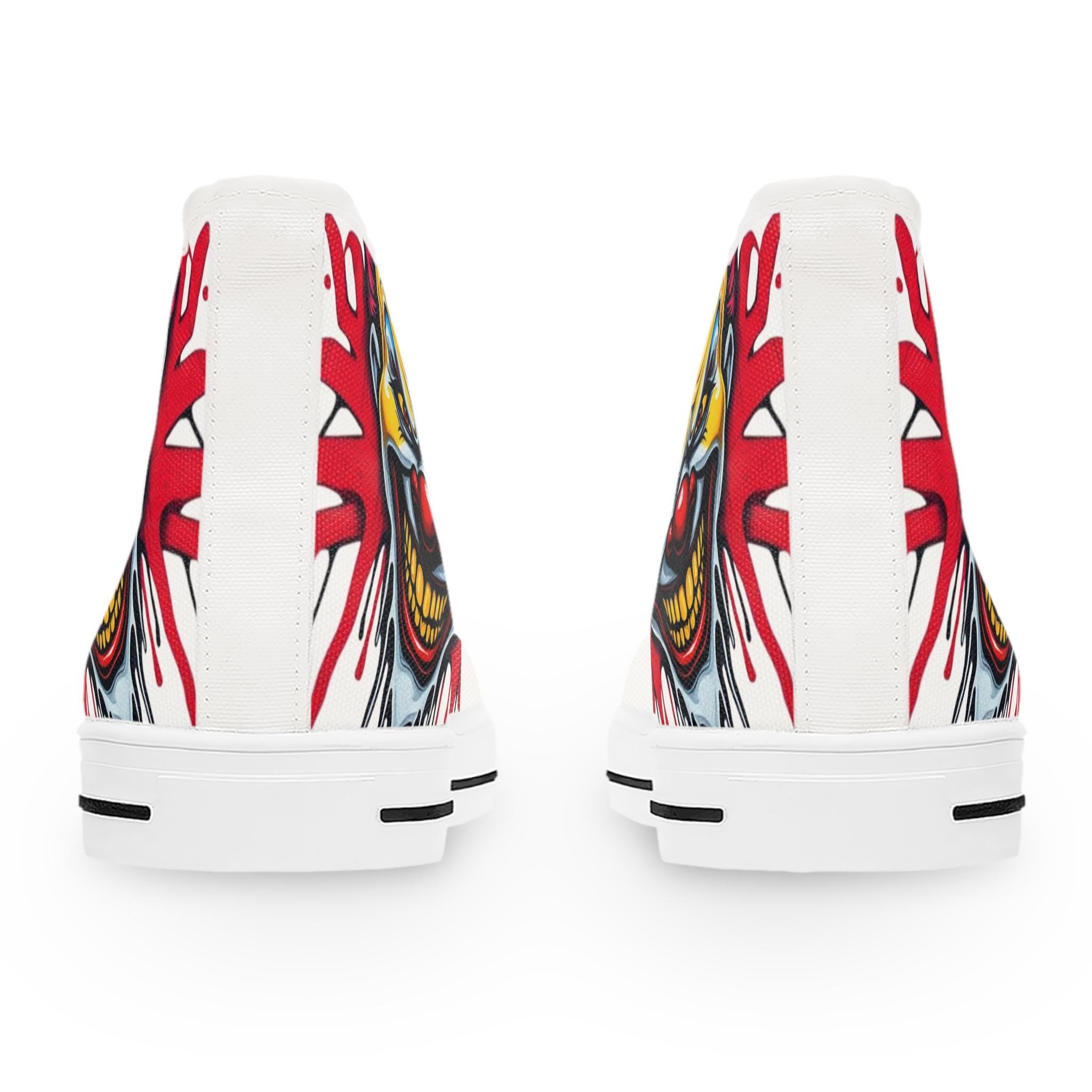 Evil Circus Clown High Top Sneakers | Horror Joker Illustration Shoes