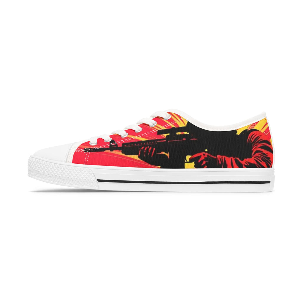Sunburst Soldier Graphic Low Top Sneakers | Music Rock Instrument Shoes
